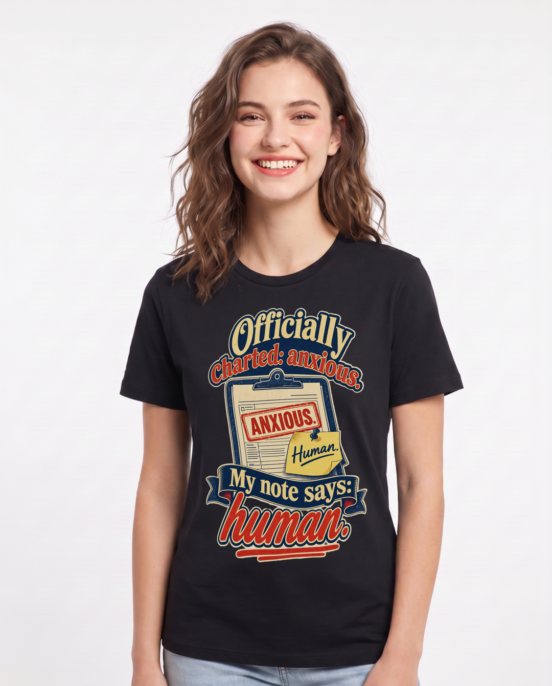 Nurse Women's Black T-Shirt – Officially charted: anxious. My note product image 1