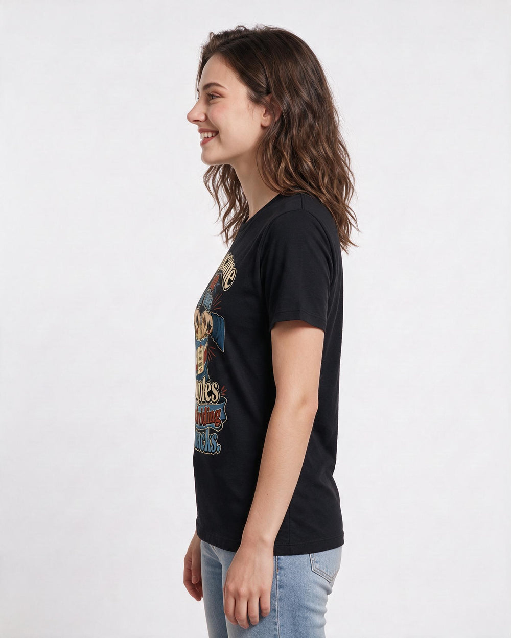 Couples Black T-Shirt for Women – Everyday Expression Graphic Tee product image 2