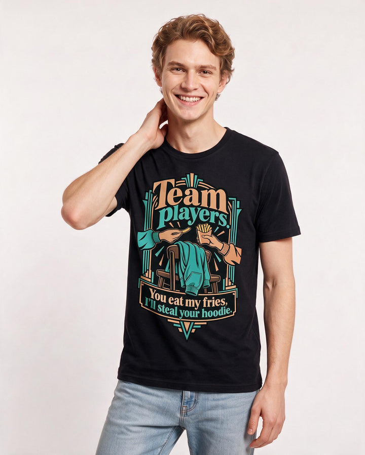 Couples Black T-Shirt for Men – Everyday Expression Graphic Tee product image 1
