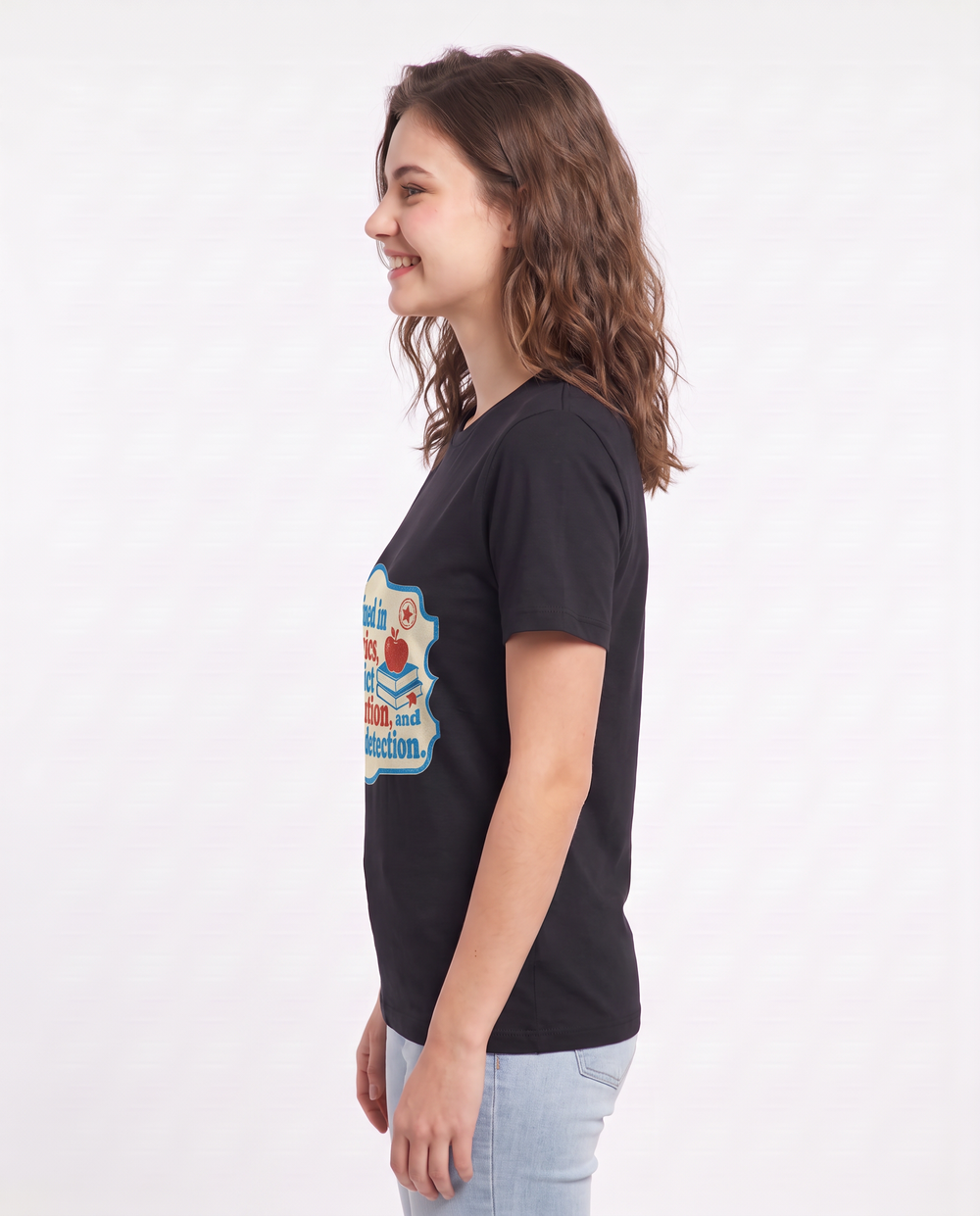 Teacher Gift Women's Black T-Shirt - Trained in phonics, conflict product image 2