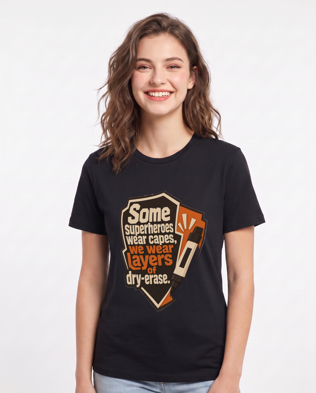 Teacher Gift Women's Black T-Shirt - Some superheroes wear capes, we product image 1