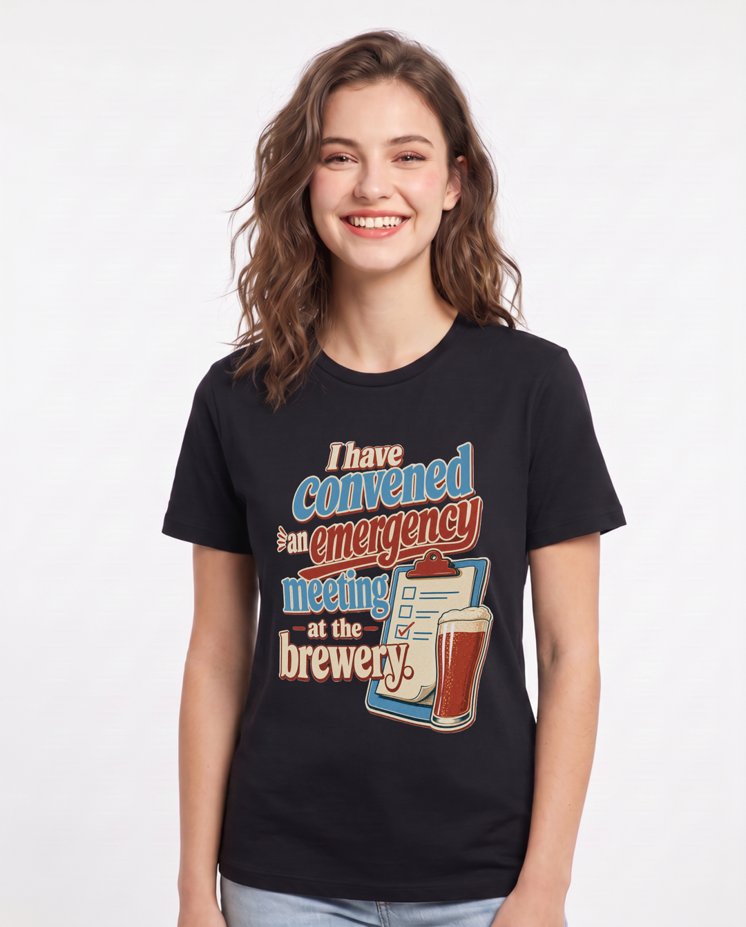 Beer Women's Black T-Shirt – I have convened an emergency meeting product image 1