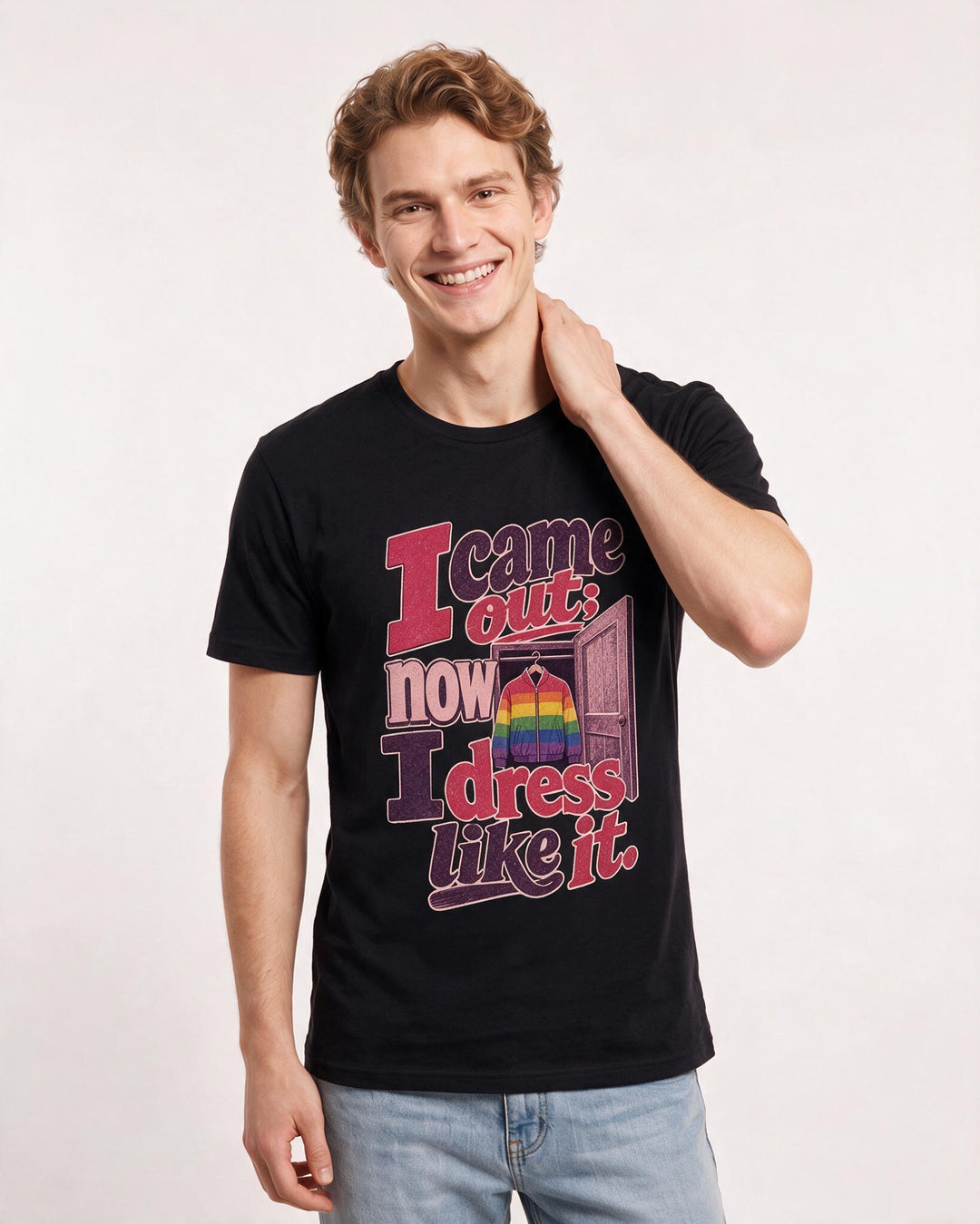 Pride Men's Black T-Shirt – I came out; now I dress like it. product image 3