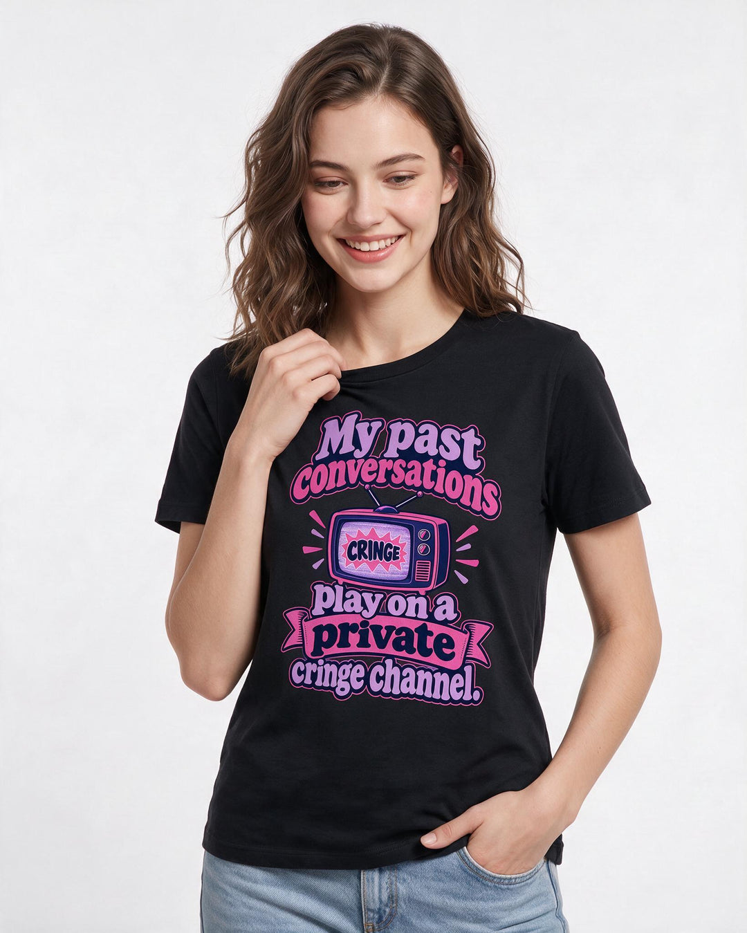 Meme Black T-Shirt for Women – Everyday Expression Graphic Tee product image 1
