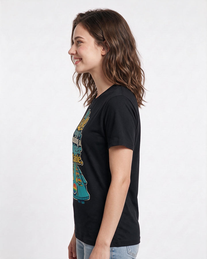 Pride Women's Black T-Shirt – My love language is building a bigger table. product image 2
