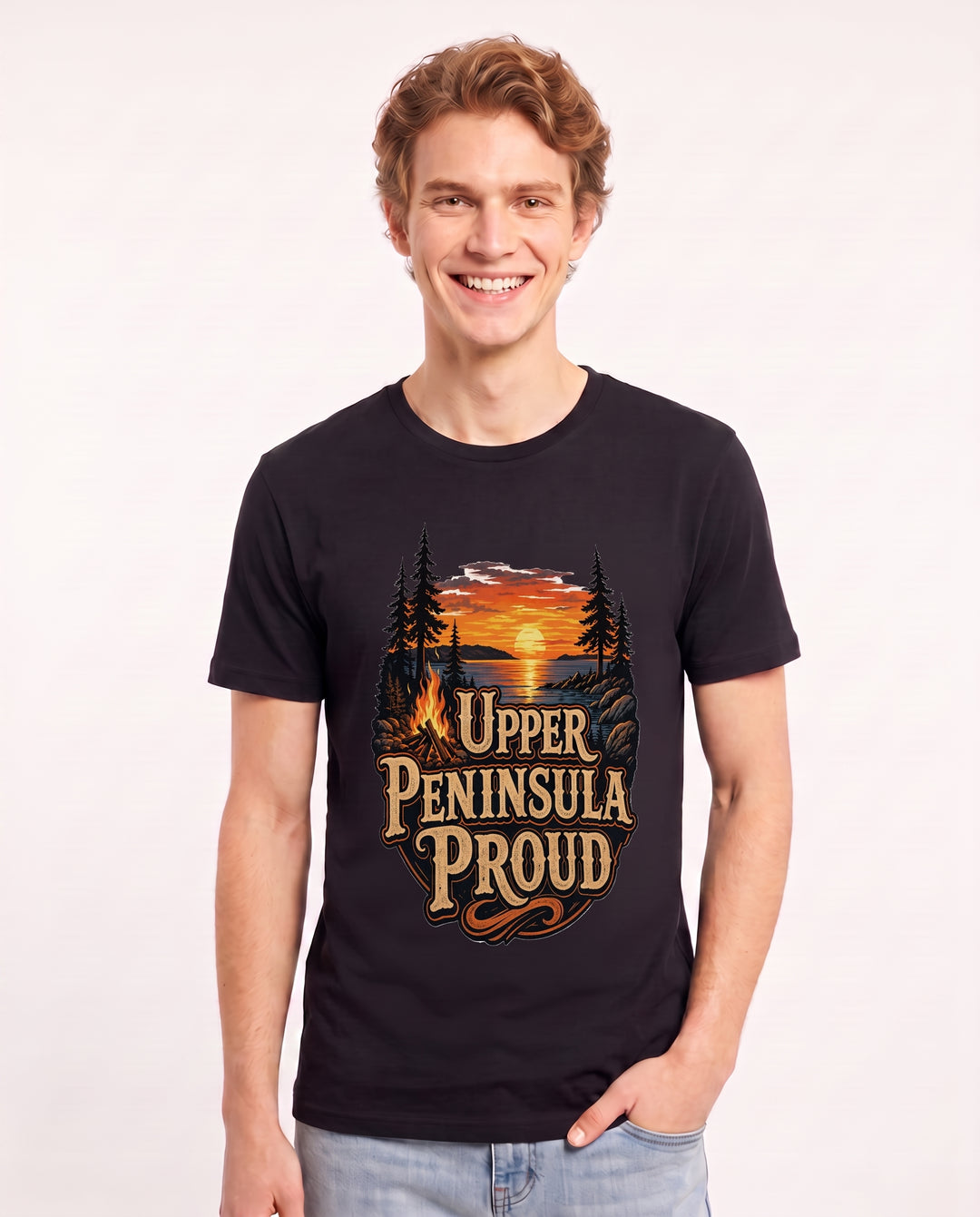 Upper Peninsula Proud Men's Black T-Shirt product image 1