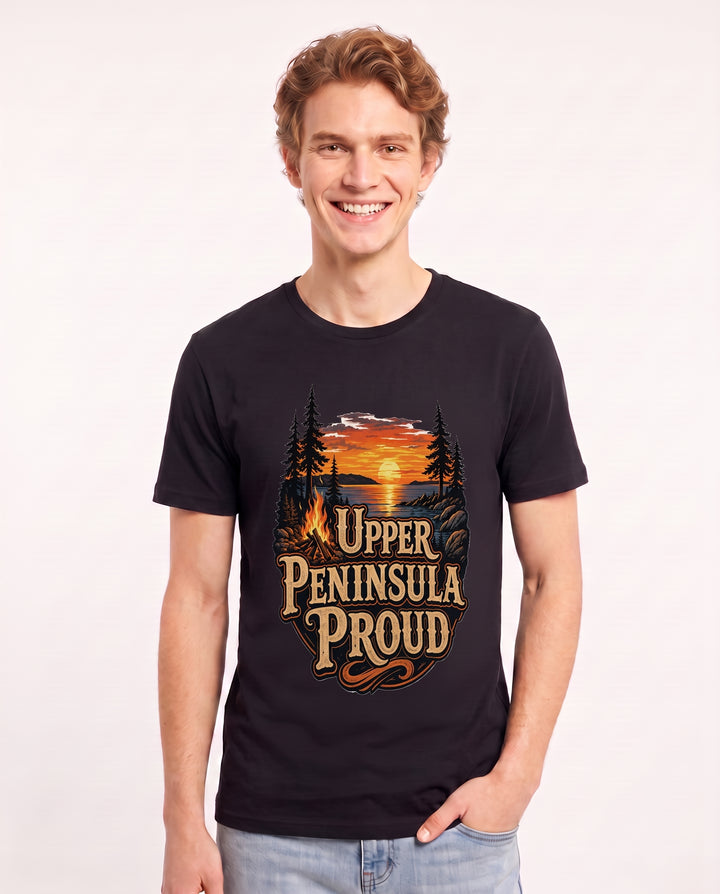 Upper Peninsula Proud Men's Black T-Shirt product image 1