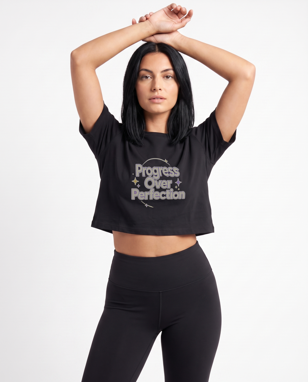 Progress Over Perfection Crop Top mockup 1