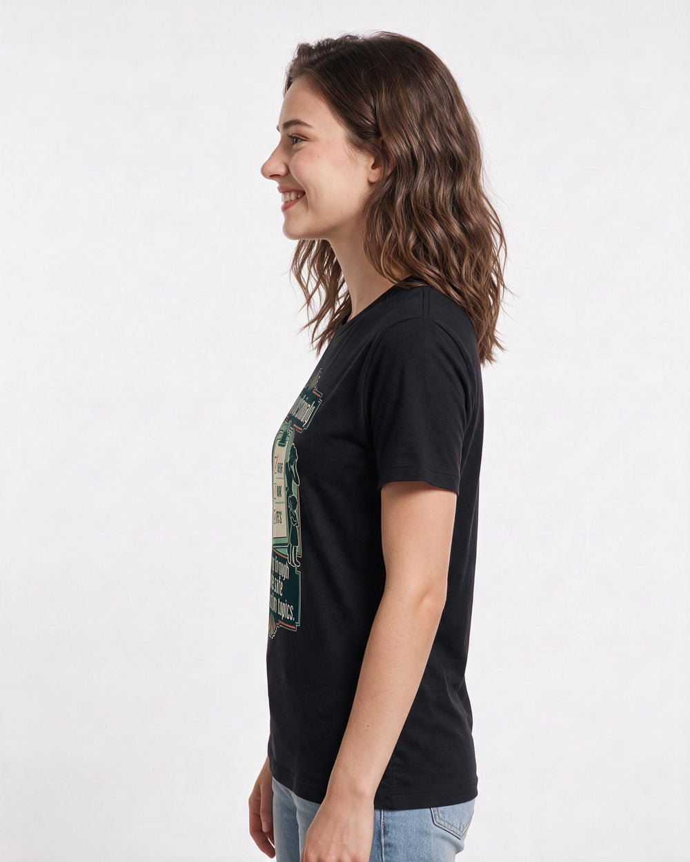 Funny Christmas Women's Black T-Shirt – I am professionally cycling through three safe conversation topics. product image 2