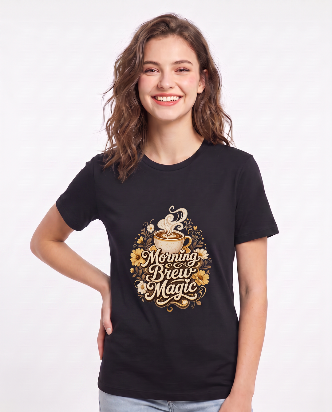 Morning Brew Magic Women's Black T-Shirt product image 1