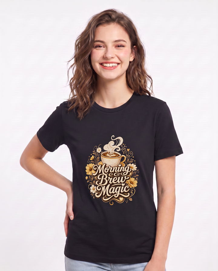 Morning Brew Magic Women's Black T-Shirt product image 1