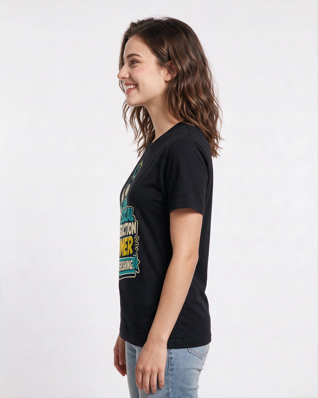Gaming Women's Black T-Shirt – My social interaction timer is product image 2