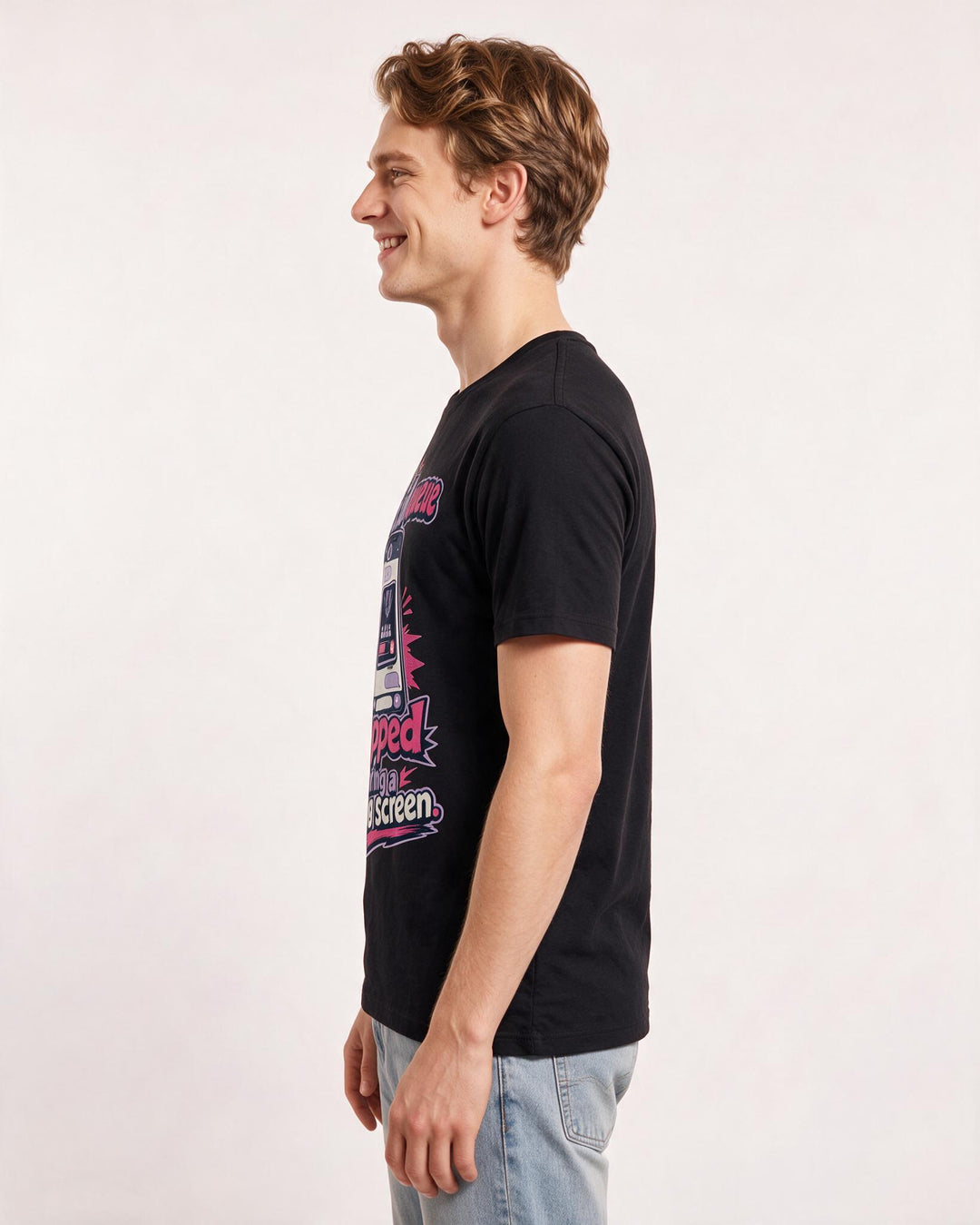 Funny Gaming Men's Black T-Shirt – My social queue popped during a loading screen. product image 2