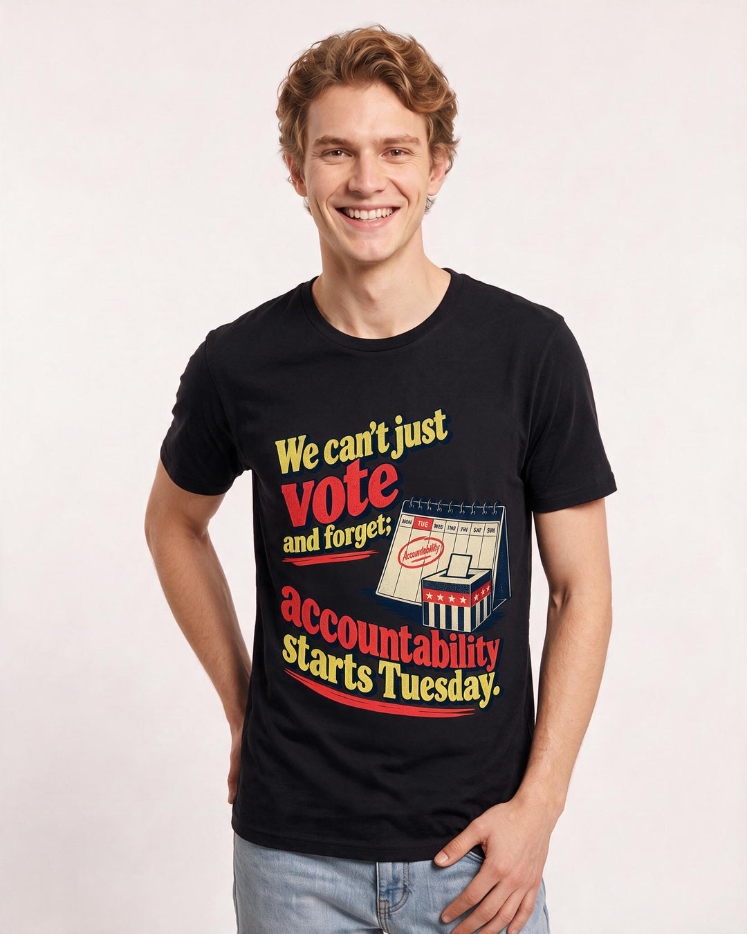 Political Statement Black T-Shirt for Men – Everyday Expression Graphic Tee product image 1