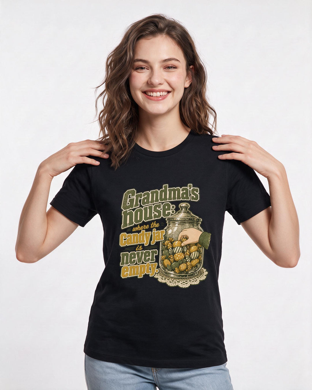 Grandparent Black T-Shirt for Women – Everyday Expression Graphic Tee product image 1