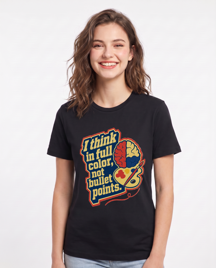 Graphic Women's Black T-Shirt - I think in full color, not bullet product image 1