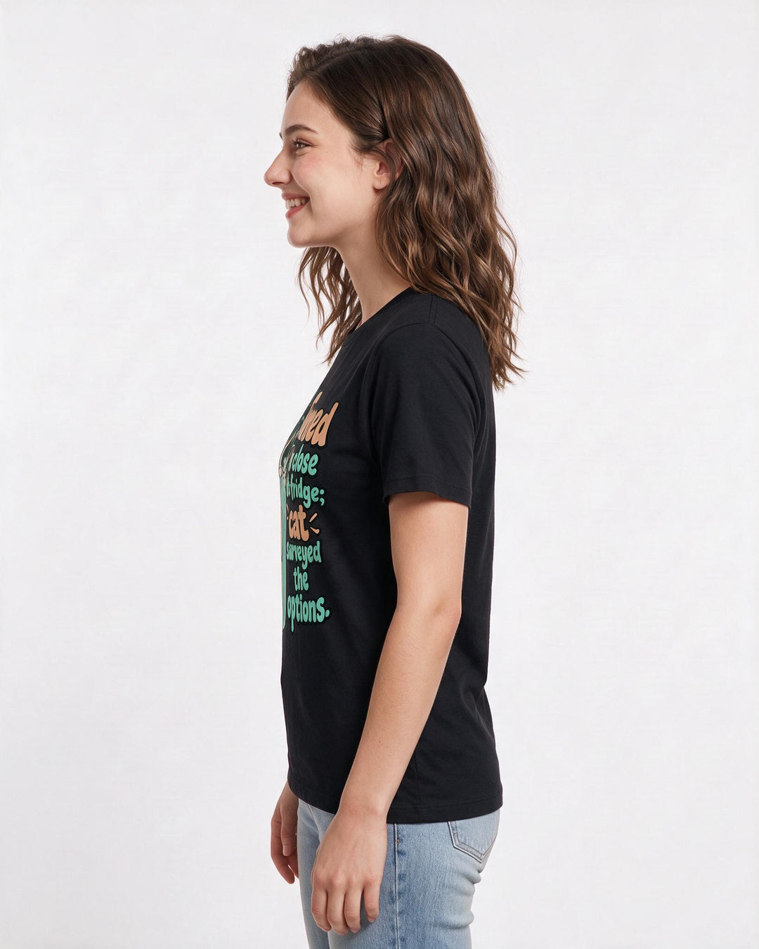 Cat Lover Black T-Shirt for Women – Everyday Expression Graphic Tee product image 2