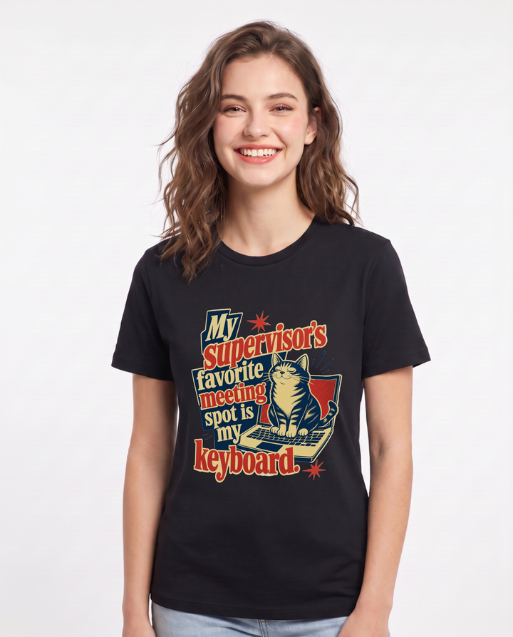 Cat Lover Black T-Shirt for Women – Everyday Expression Graphic Tee product image 1