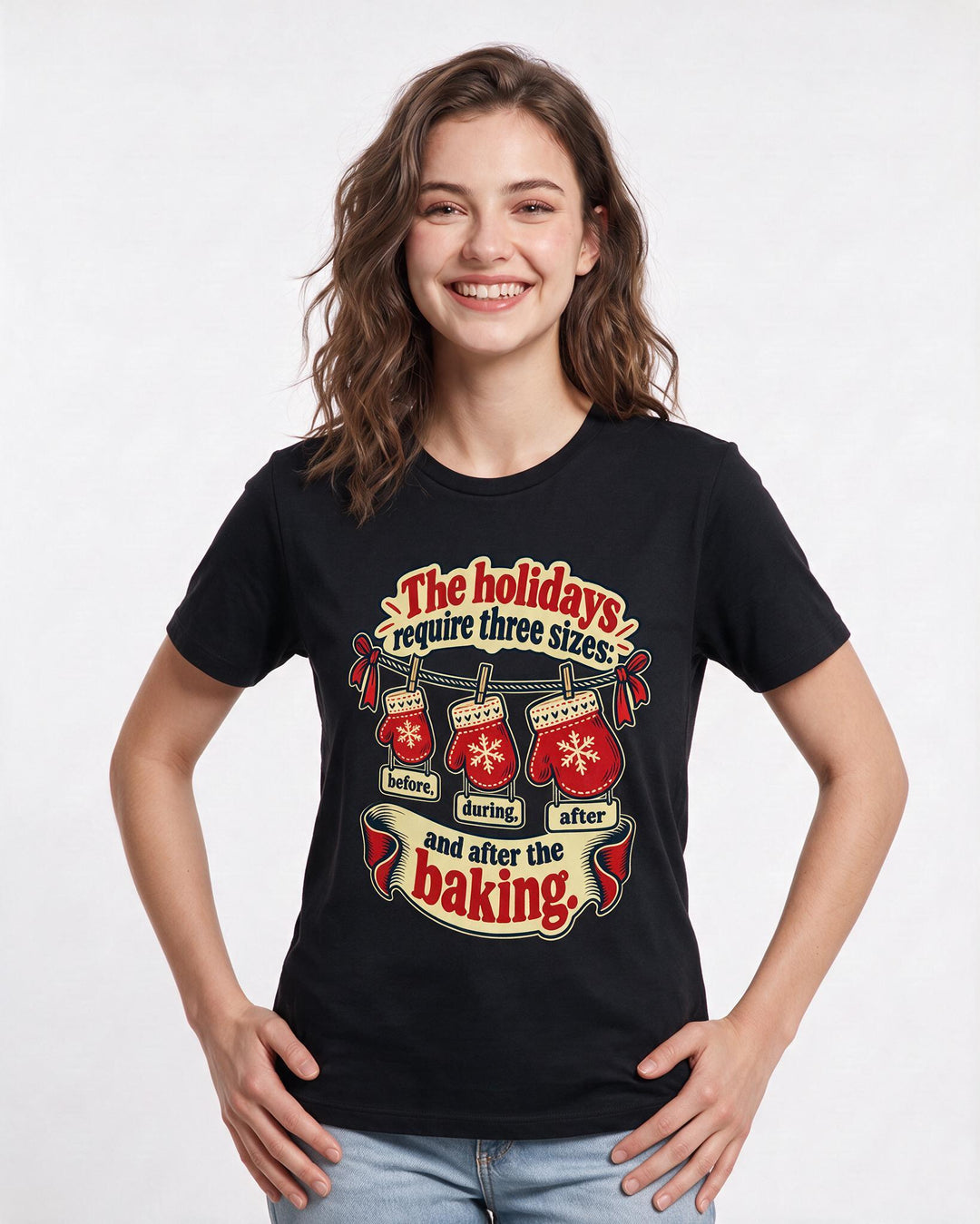 Christmas Black T-Shirt for Women – Holiday Theme Graphic Tee product image 1