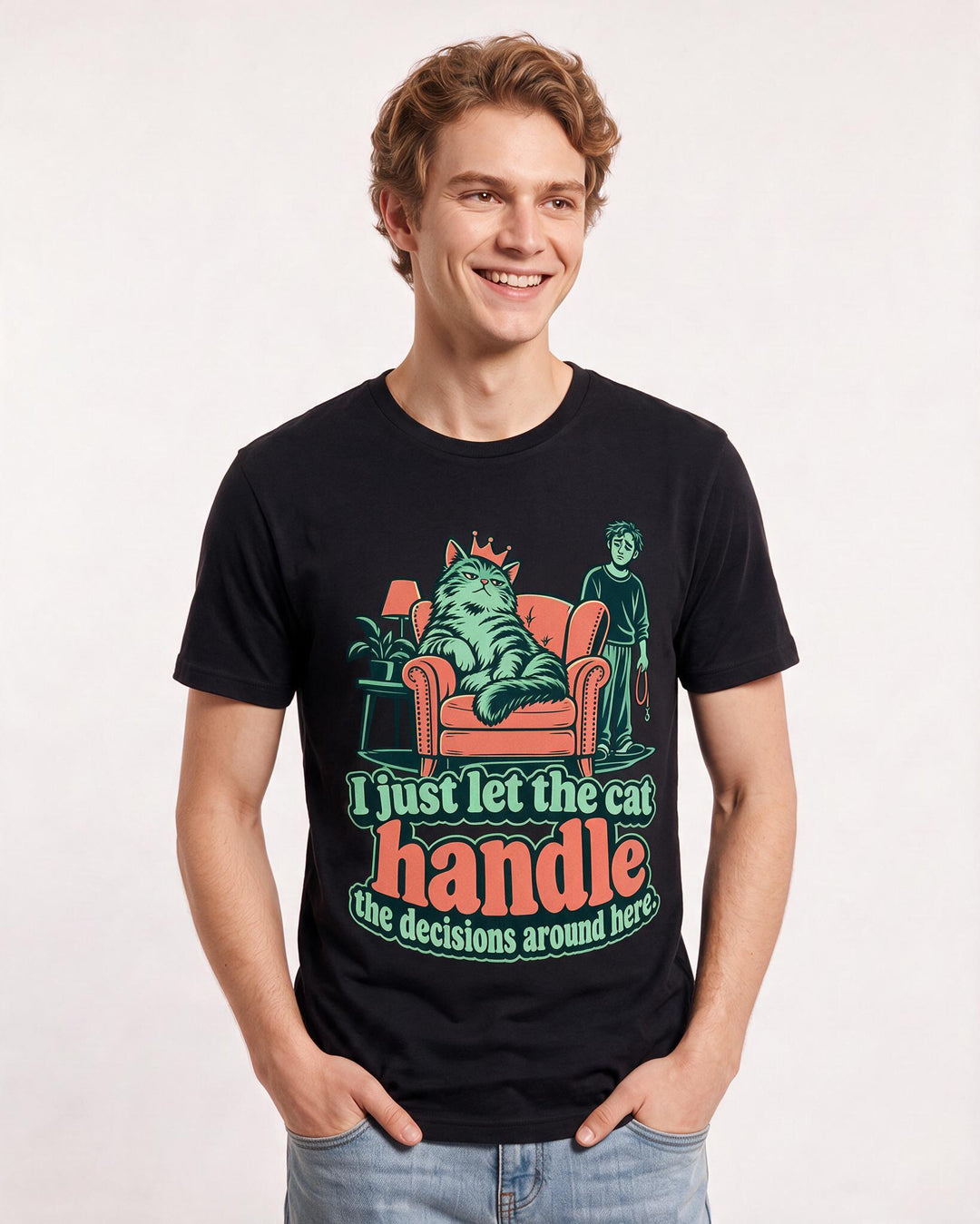 Cat Lover Black T-Shirt for Men – Everyday Expression Graphic Tee product image 1