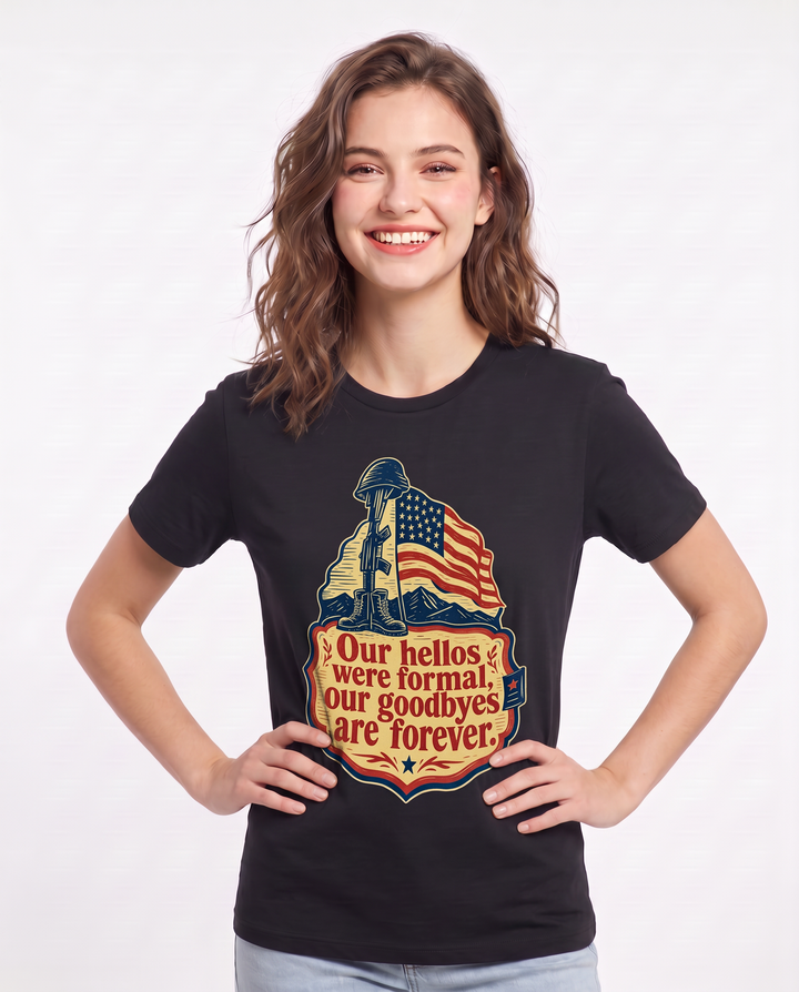 Graphic Women's Black T-Shirt - Our hellos were formal, our goodbyes product image 3