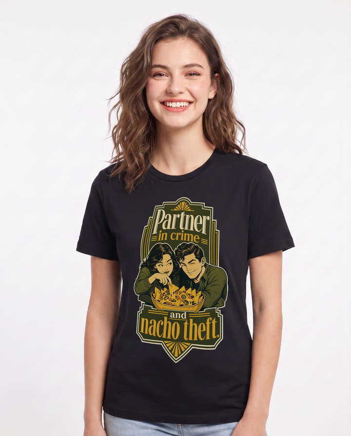 Couples Black T-Shirt for Women – Everyday Expression Graphic Tee product image 1