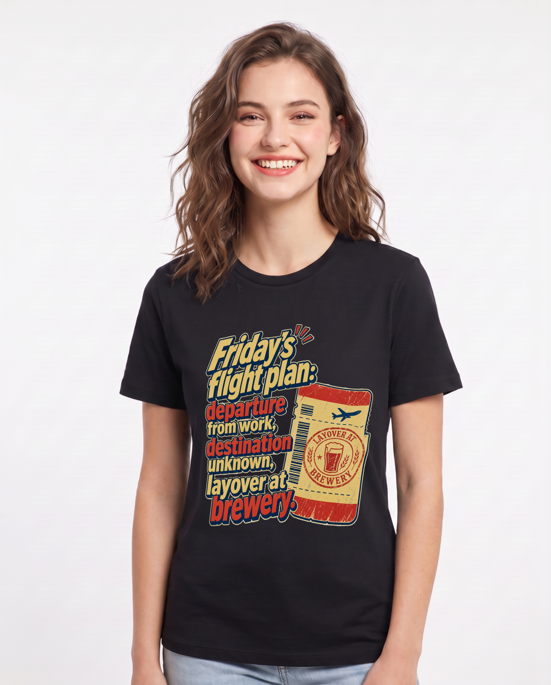 Beer Black T-Shirt for Women – Everyday Expression Graphic Tee product image 3