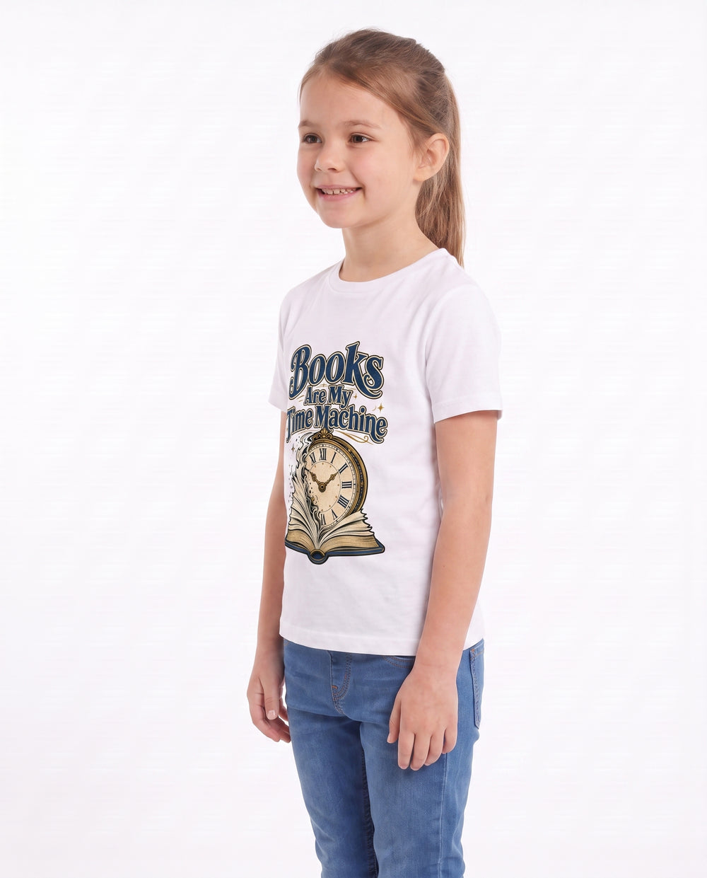 Books Are My Time Machine White T-Shirt mockup 2