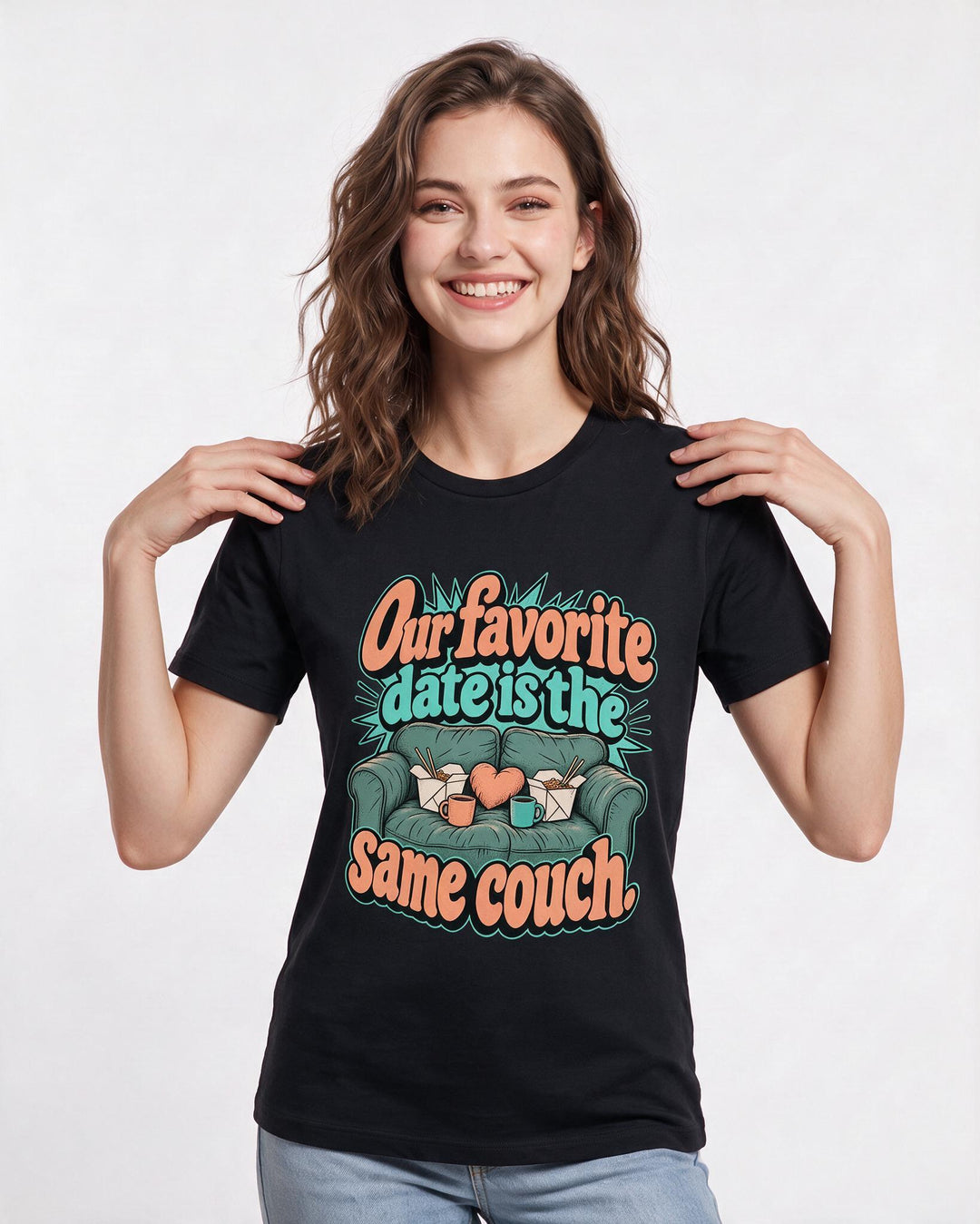 Couples Black T-Shirt for Women – Everyday Expression Graphic Tee product image 1
