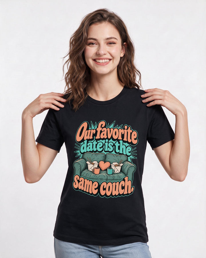 Couples Black T-Shirt for Women – Everyday Expression Graphic Tee product image 1