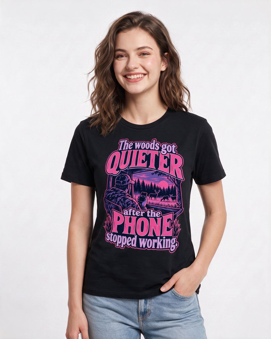 Hunting Black T-Shirt for Women – Everyday Expression Graphic Tee product image 1