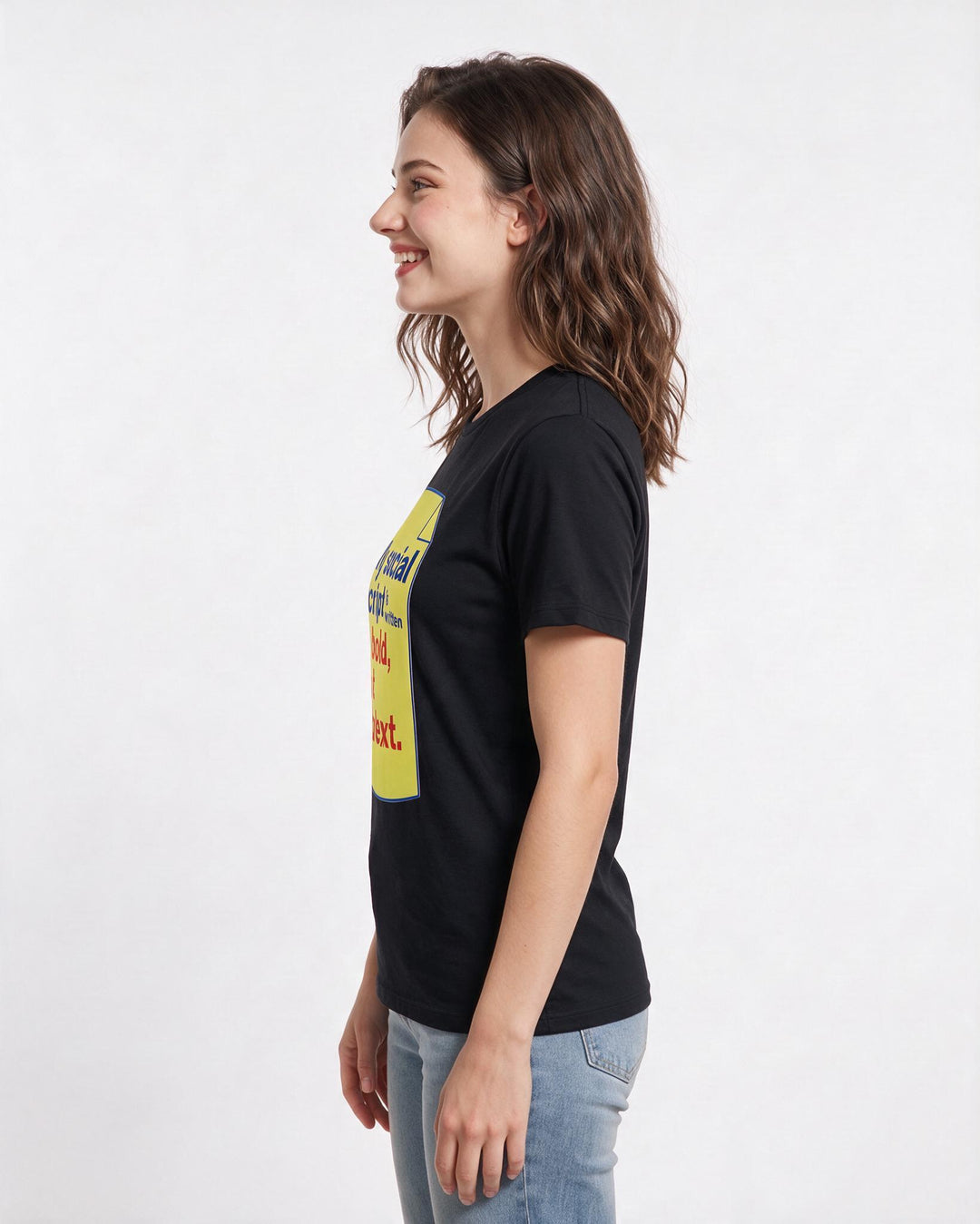 Neurodiversity Women's Black T-Shirt – My social script is written in bold, not subtext. product image 2