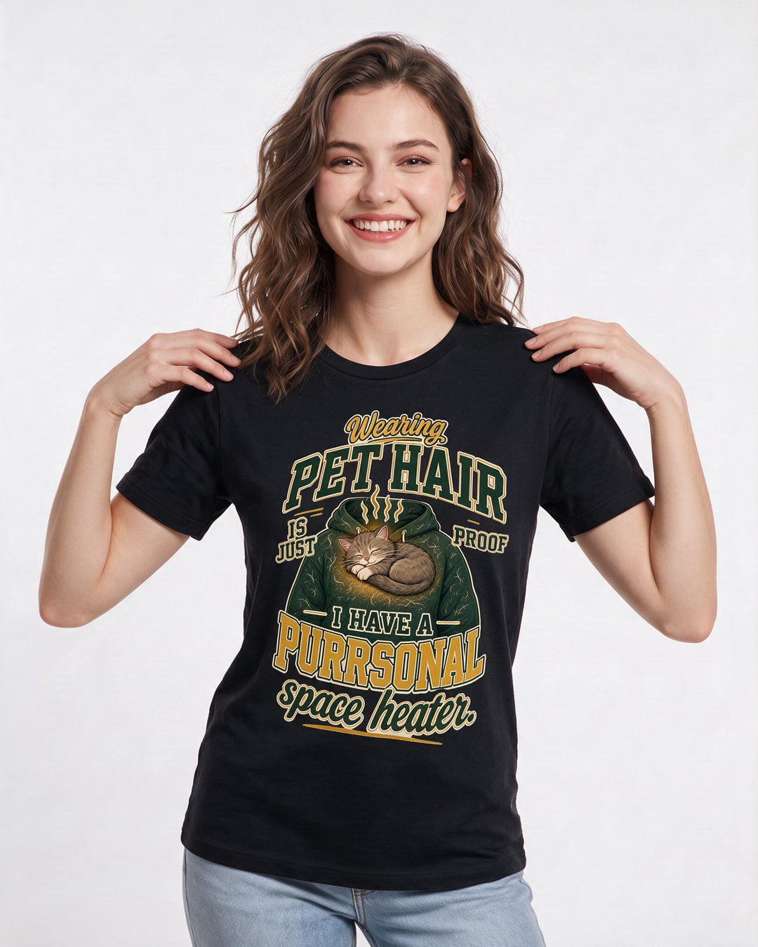 Cat Lover Black T-Shirt for Women – Everyday Expression Graphic Tee product image 1