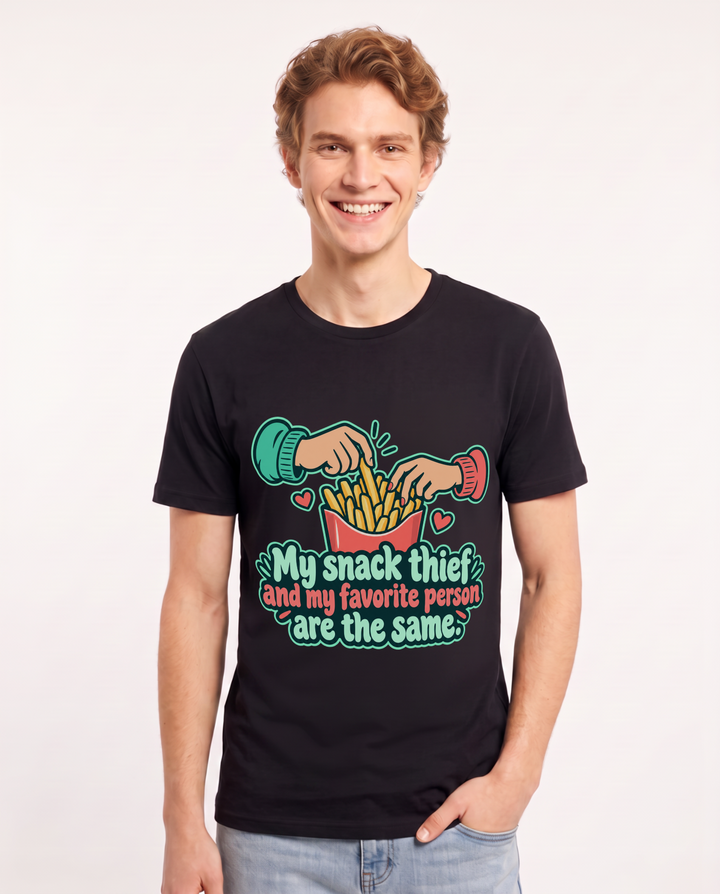Couples Black T-Shirt for Men – Everyday Expression Graphic Tee product image 3