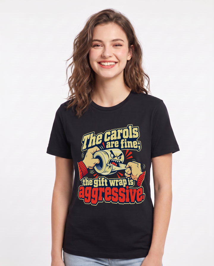 Christmas Black T-Shirt for Women – Holiday Theme Graphic Tee product image 3