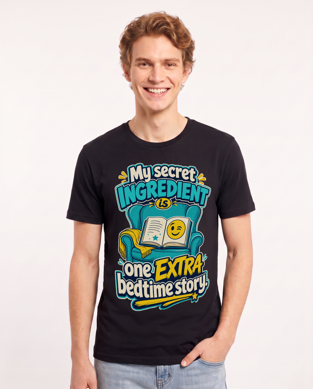 Funny Grandparent Men's Black T-Shirt – My secret ingredient is one extra bedtime story. product image 1