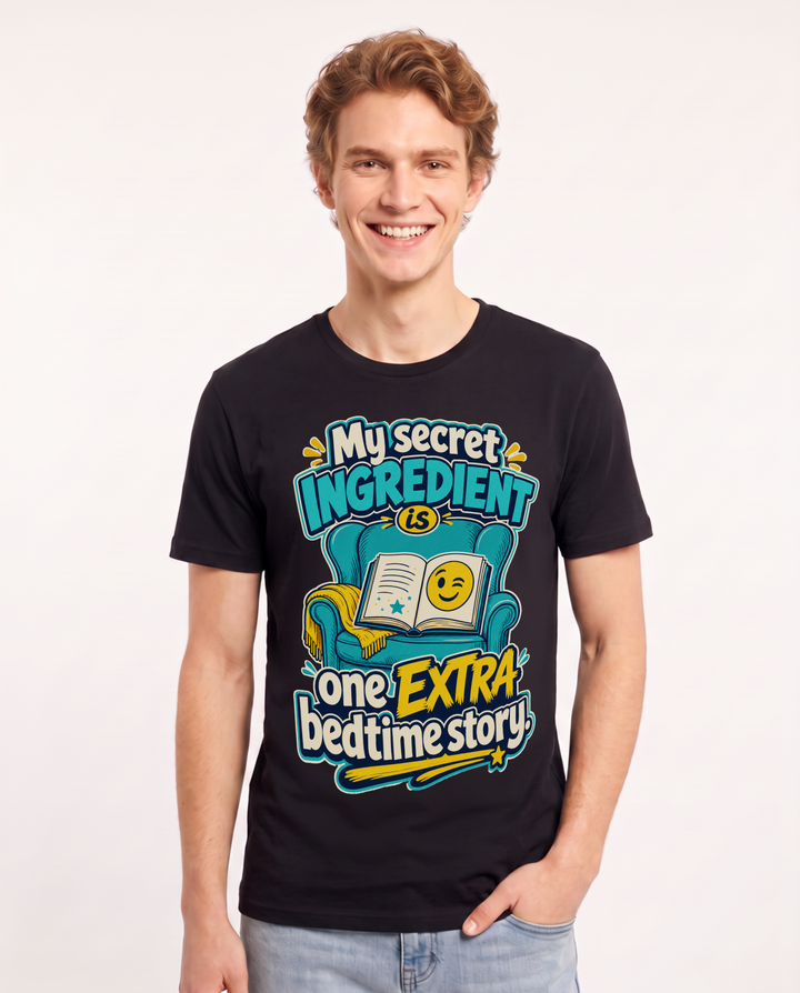 Funny Grandparent Men's Black T-Shirt – My secret ingredient is one extra bedtime story. product image 1