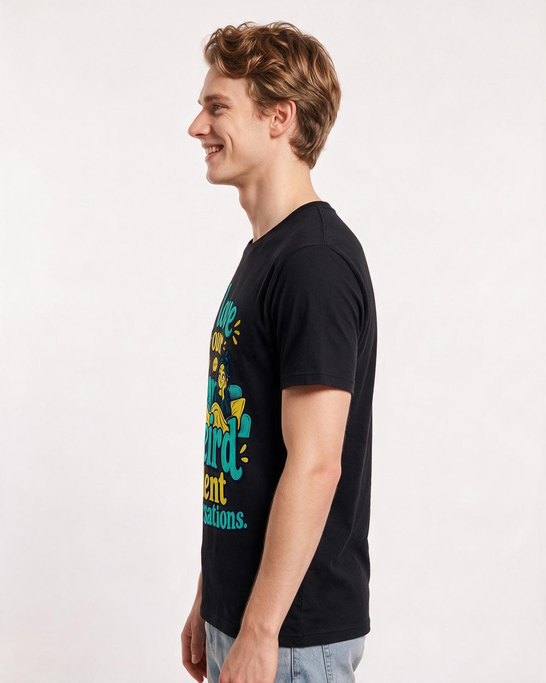 Couples Black T-Shirt for Men – Everyday Expression Graphic Tee product image 2