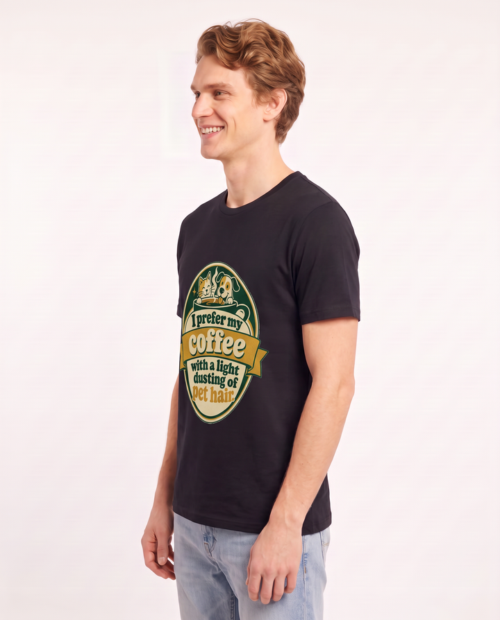 Graphic Men's Black T-Shirt - I prefer my coffee with a light dusting product image 2