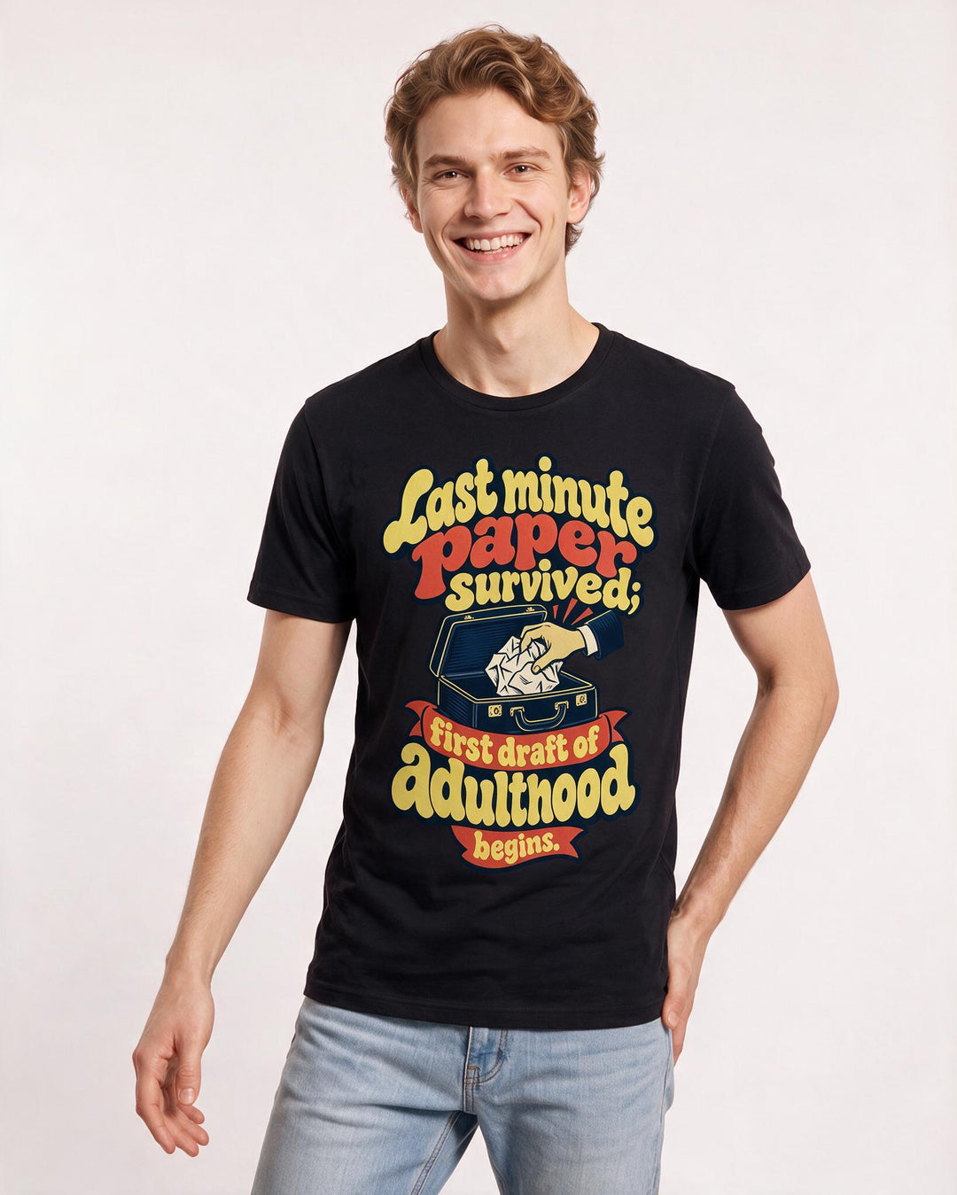 Graduation Black T-Shirt for Men – Everyday Expression Graphic Tee product image 1
