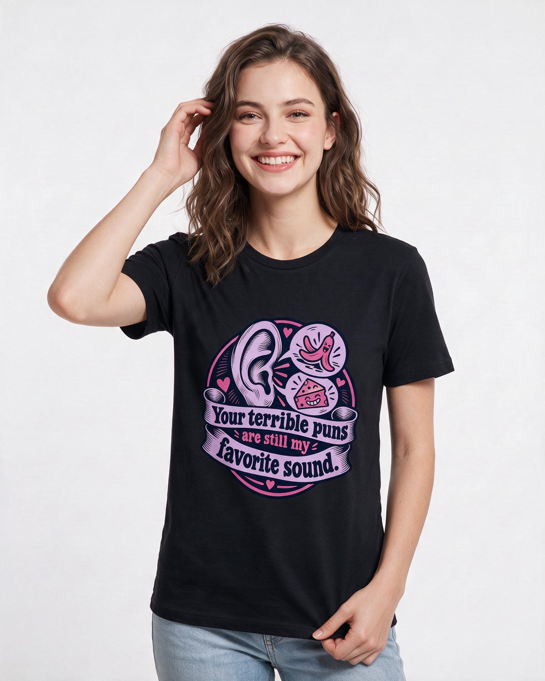 Couples Black T-Shirt for Women – Everyday Expression Graphic Tee product image 1