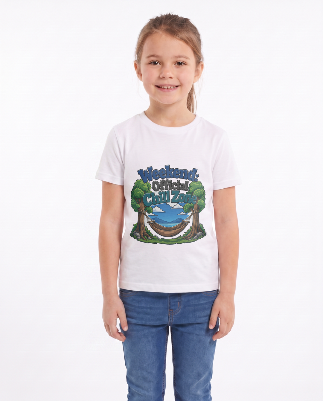 Weekend: Official Chill Zone White T-Shirt mockup 1