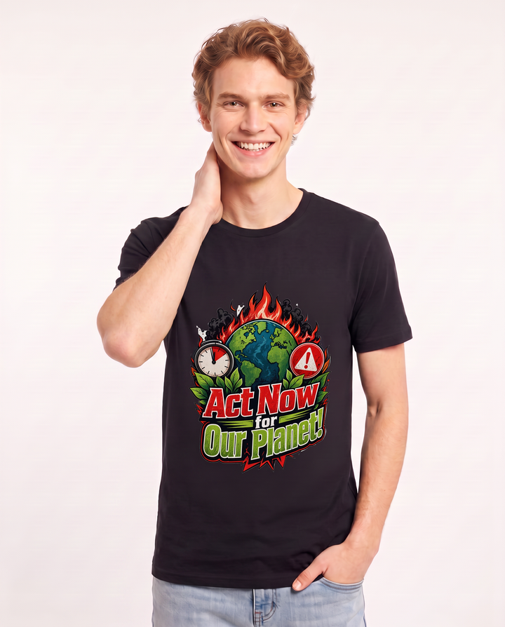 Act Now for Our Planet! Men's Black T-Shirt product image 1