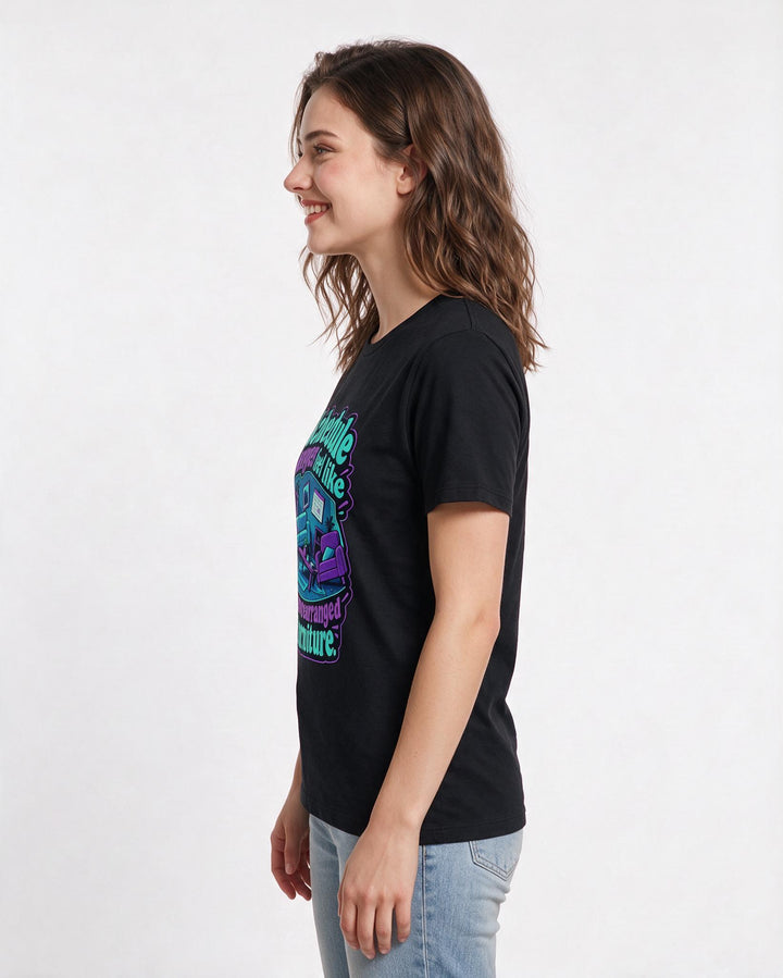 Neurodiversity Black T-Shirt for Women – Everyday Expression Graphic Tee product image 2