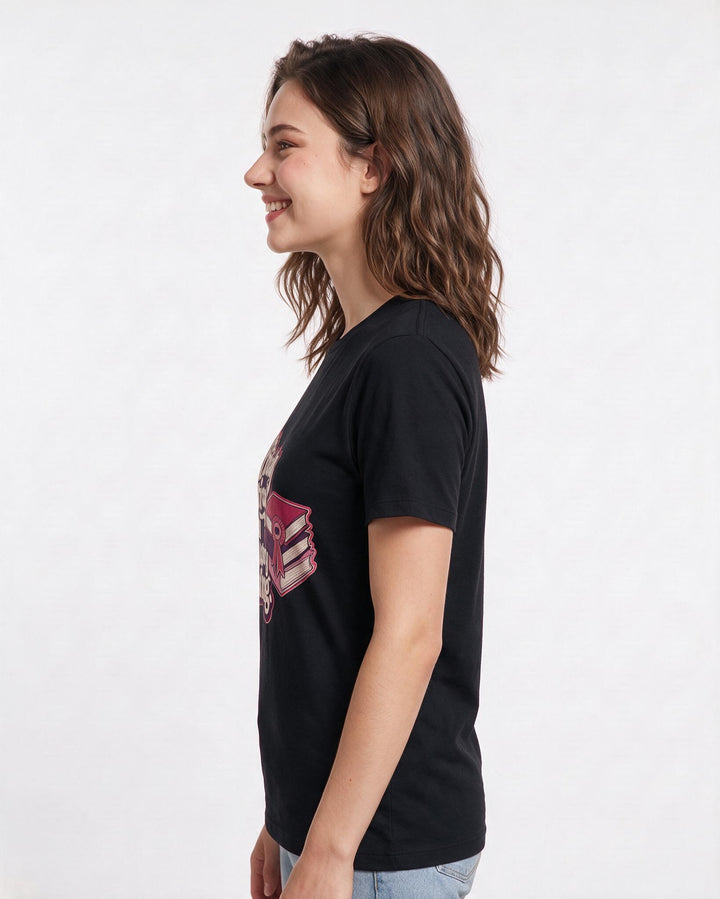 Graduation Women's Black T-Shirt – Officially retired from mandatory reading. product image 2