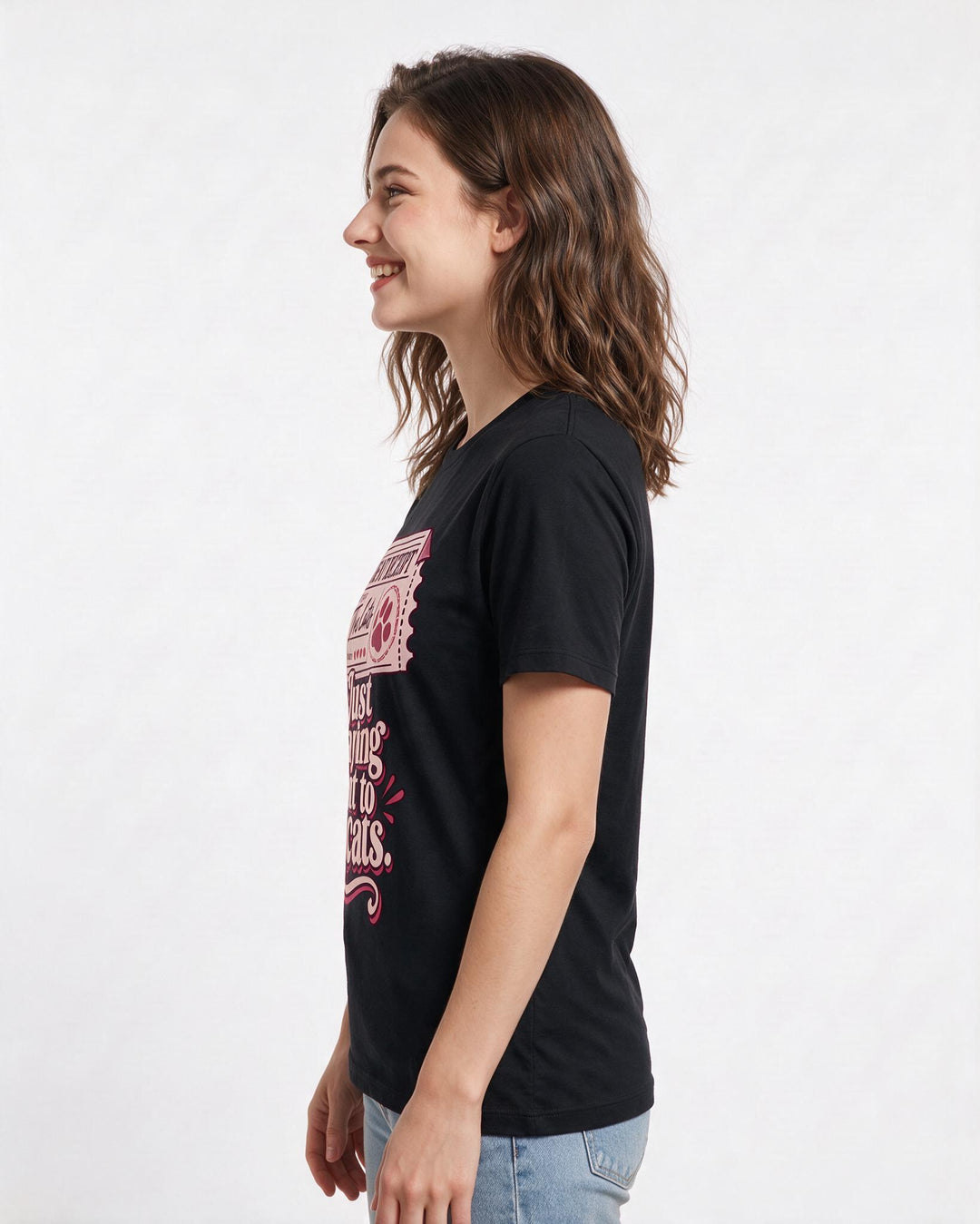 Cat Lover Black T-Shirt for Women – Everyday Expression Graphic Tee product image 2