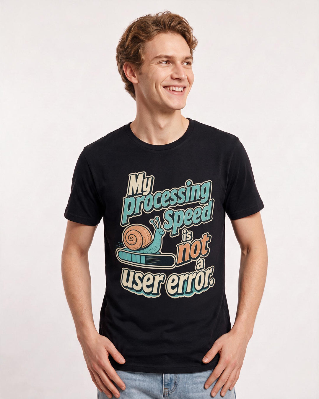 Neurodiversity Men's Black T-Shirt – My processing speed is not a user error. product image 3