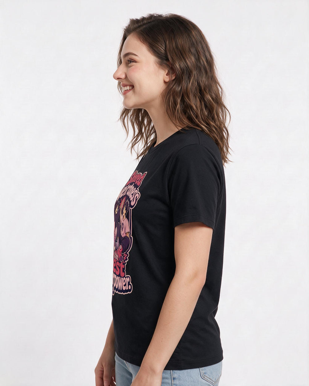 Couples Black T-Shirt for Women – Everyday Expression Graphic Tee product image 2