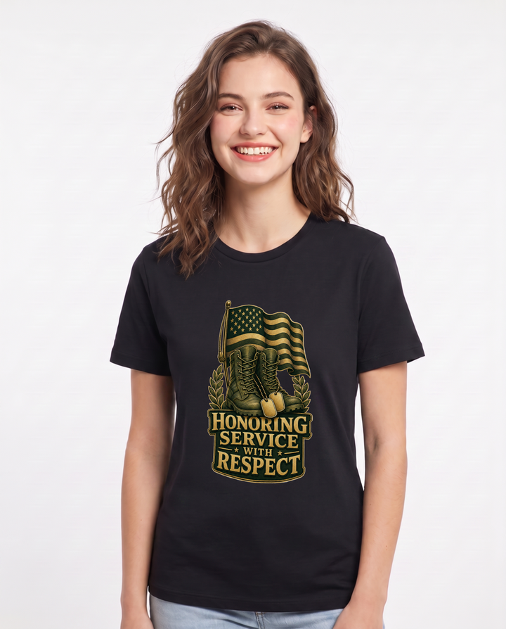 Honoring Service with Respect Women's Black T-Shirt product image 2