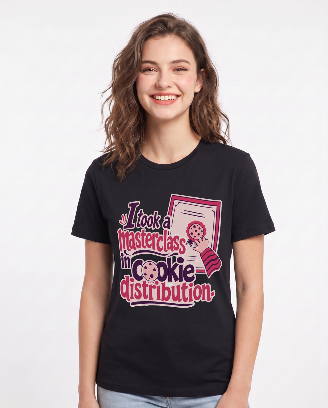 Family Women's Black T-Shirt – I took a masterclass in cookie distribution. product image 1